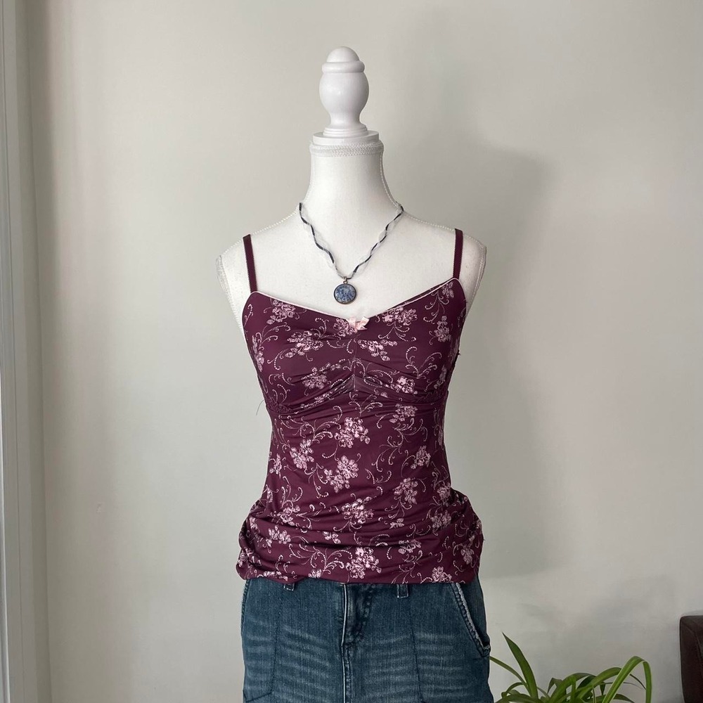 Y2K Milkmaid floral cami womens sz xs purple witchy fairycore
